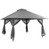 Grey 13 x 13 Ft Pop-Up Gazebo Outdoor Canopy w/ Mesh Mosquito Netting Sidewalls