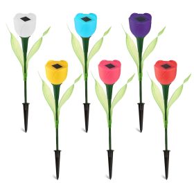 6 Pcs Solar Garden Tulip Flower Light Outdoor Solar Pathway light IP54 Water-resistant Landscape Lights