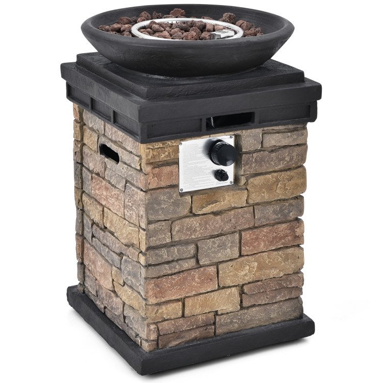 40000BTU Outdoor Propane Burning Fire Bowl Column Realistic Look Firepit Heater 40000BTU Outdoor Propane Burning Fire Bowl Column Realistic Look Firepit Heater
