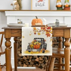 Linen Thanksgiving Table Cloth Vintage Pumpkin Table Cloth Dining Table Decoration Thermal Insulation Non Slip Table Flag (Option: Style2-33x183CM)