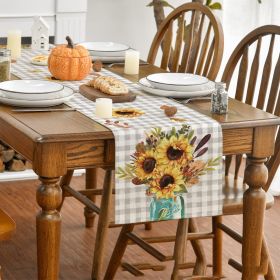 Linen Thanksgiving Table Cloth Vintage Pumpkin Table Cloth Dining Table Decoration Thermal Insulation Non Slip Table Flag (Option: Style4-33x275CM)