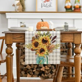 Linen Thanksgiving Table Cloth Vintage Pumpkin Table Cloth Dining Table Decoration Thermal Insulation Non Slip Table Flag (Option: Style5-33x275CM)