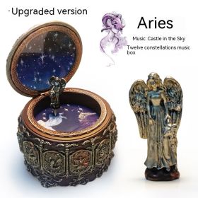 Retro Rotating Luminous Constellation Music Box Birthday Gift For Girls (Option: Aries-Music Sky City)