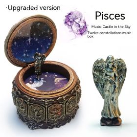 Retro Rotating Luminous Constellation Music Box Birthday Gift For Girls (Option: Pisces-Music Sky City)