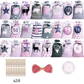 Satin Drawstring Bag Coming Day 1-24 Hanging Suit Candy Gift Satin Bag (Option: Countdown Suit 2-Suit)