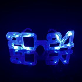 LED Glowing New Year Glasses 2024 Glitter Glasses For Party Evening Decoration (Color: Blue)