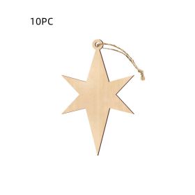 Christmas Tree Handmade Accessories Christmas Festival Hanging Decoration Props Wooden Craftwork (Option: Ten Hexagonal Stars)