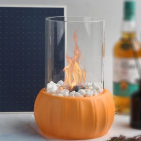 1pc Exclusive Design Large Pumpkin Alcohol Stove, Real Fire Tremendous Pumpkin Indoor Fire Pit Mini Alcohol Lamp, Personal Fireplace Indoor And Outdoo (Color: Orange)