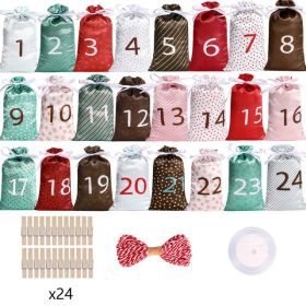 Satin Drawstring Bag Coming Day 1-24 Hanging Suit Candy Gift Satin Bag (Option: Countdown Suit 7-Suit)