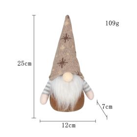 Cloth Christmas Decorations Rudolf Doll Knitted Snowflake Hat Faceless Doll (Option: B11 Brown)