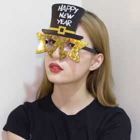 Creative 2024 Happy New Year Party Glasses Supplies Photo Props Holiday Dance Dress Up Funny Glasses (Color: Gold)