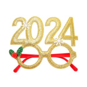 2024 New Year Christmas Glasses Children Gift Party Decoration (Color: Gold)