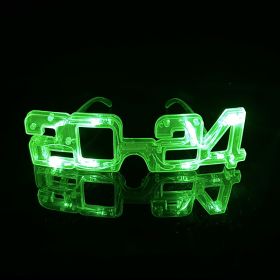 LED Glowing New Year Glasses 2024 Glitter Glasses For Party Evening Decoration (Color: Green)