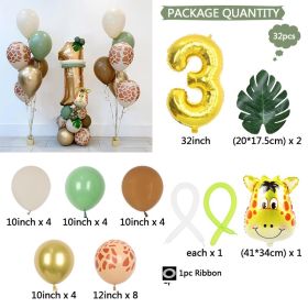 Jungle Animal Green Leaf Birthday Digital Aluminum Film Rubber Balloons Suit (Option: Suit 3)