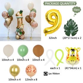 Jungle Animal Green Leaf Birthday Digital Aluminum Film Rubber Balloons Suit (Option: Suit 9)