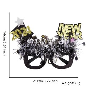 2024 New Year Party Funny Holiday Decorative Glasses Photo Props Glasses Frame (Option: 2024NEW YEAR Woolen Clause)