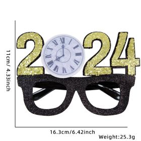 2024 New Year Party Funny Holiday Decorative Glasses Photo Props Glasses Frame (Option: 2024clock)