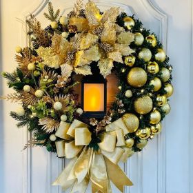 Christmas Holiday Decorations Jesus Door Hanging (Option: 35 Golden Tape Lamp Flower)