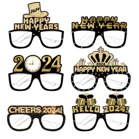 Birthday Party Black Gold Paper Color Glasses (Option: New Year Glasses-12pcs)