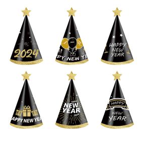 Birthday Party Black Gold Paper Color Glasses (Option: New Year Hat-6pcs)