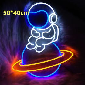 Led Neon Light Indoor And Outdoor Wall Decoration Luminous Advertising Spaceman Planet Pattern (Option: Style B-Adjustable Brightness-USB)