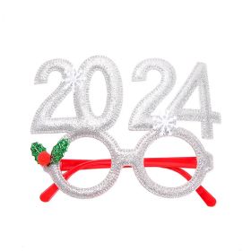 2024 New Year Christmas Glasses Children Gift Party Decoration (Color: Silver)