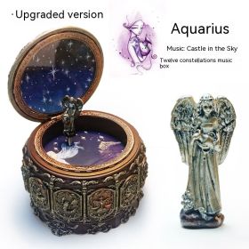 Retro Rotating Luminous Constellation Music Box Birthday Gift For Girls (Option: Aquarian-Music Sky City)