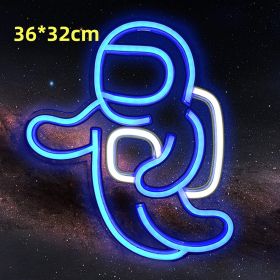 Led Neon Light Indoor And Outdoor Wall Decoration Luminous Advertising Spaceman Planet Pattern (Option: Style C-Adjustable Brightness-USB)