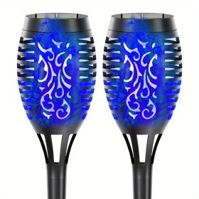 4/8/12pcs/pack Solar Outdoor Lights, 12LED Solar Torch Lights With Flickering Flame For Garden Decor, Mini IP65 Waterproof Landscape Flame Lights For (Color: Blu Ray, size: 2pcs)