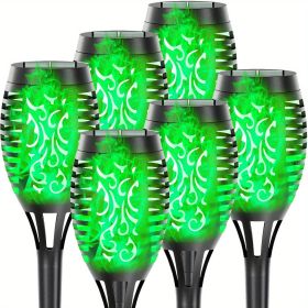 4/8/12pcs/pack Solar Outdoor Lights, 12LED Solar Torch Lights With Flickering Flame For Garden Decor, Mini IP65 Waterproof Landscape Flame Lights For (Color: Green Light, size: 6pcs)