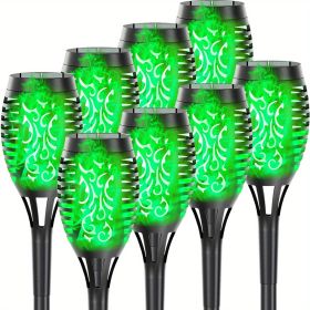 4/8/12pcs/pack Solar Outdoor Lights, 12LED Solar Torch Lights With Flickering Flame For Garden Decor, Mini IP65 Waterproof Landscape Flame Lights For (Color: Green Light, size: 8pcs)