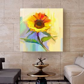 Modern canvas wall art famous sunflower flower decoration hand painted abstract oil painting canvas living room wall decoration painting (size: 60x60cm)