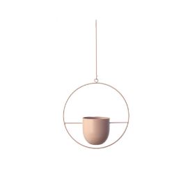 Metal Flower Pot Hanging Plant Holder Indoor Outdoor Home Decoration (Shape: Round, Color: Beige)