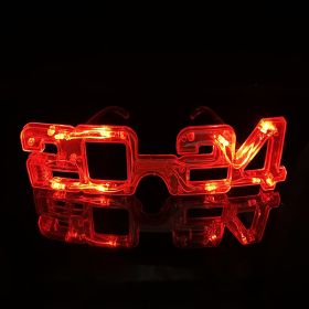 LED Glowing New Year Glasses 2024 Glitter Glasses For Party Evening Decoration (Color: Red)