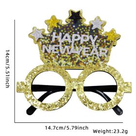 2024 New Year Party Funny Holiday Decorative Glasses Photo Props Glasses Frame (Option: Star gold crown)