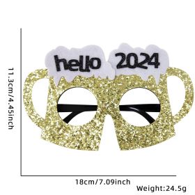 2024 New Year Party Funny Holiday Decorative Glasses Photo Props Glasses Frame (Option: Hello 2024beer mug)