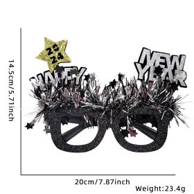 2024 New Year Party Funny Holiday Decorative Glasses Photo Props Glasses Frame (Option: HAPPY NEW YEAR Woolen Clause)